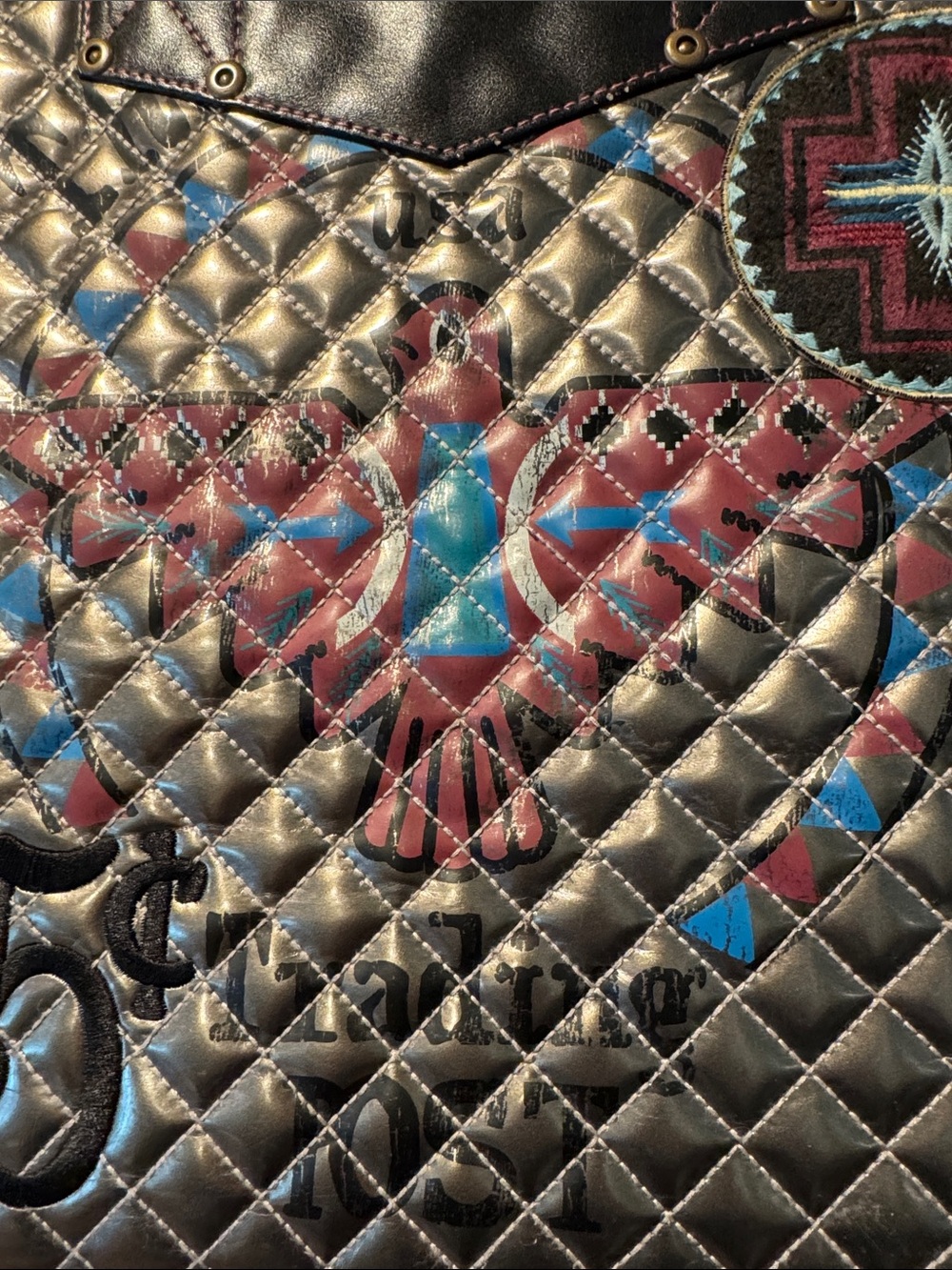 Rare Double D Ranch Metallic Quilted Thunderbird Graphic Tote - Picture 8 of 13